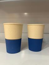 KIT C/ 10 COPOS ECOLOGICOS EM FIBRA DE BAMBU E PP S/TAMPA C PEGADOR AZUL 400ml