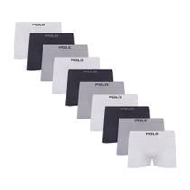 Kit C/10 Cuecas Boxer Polo 781 Algodão Sem Costura - Sortido