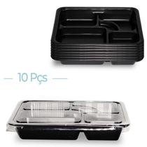 Kit C/10 Embalagem Descartável Obentô Para Sushi C/ Tampa