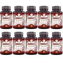 KIT C/10 Ferro Vitamina C Quelado Premium 60 Cáps - Fits Life