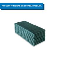 Kit C/10 Fibra Tinindo Limpeza Pesada 102X230MM 3M Verde Remove Mancha Sujeira Paredes Lava Piso