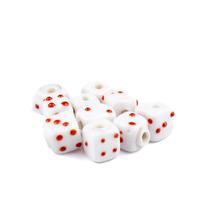 Kit c/ 10 Firmas Dados 10 mm Branco e Vermelho Murano Guias