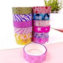 Kit C/10 Fita Adesiva Decorativa C/ Glitter Fseta - Sortido
