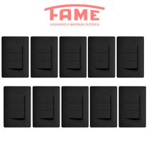 Kit C/ 10 Interruptores Triplo Simples 4x2 Preto - Fame