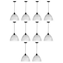 Kit c/10 lustre pendente industrial galpão prismatico preto
