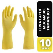 Kit c/10 luvas latex forrada 280 t6 p amarelo mucambo