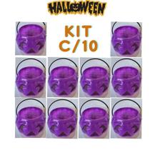 kit c/10 mini balde caldeirão abóbora rx lembrança Halloween