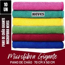 Kit C/ 10 - Pano De Microfibra Gigante - 70 X 50cm - Neves - Multiuso - Limpeza Geral - Multicores Kit C/ 10 - Pano De Microfibra Gigante - 70 X 50cm - Neves - Multiuso - Limpeza Geral - Multicores