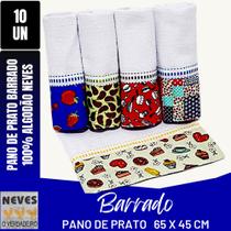 Kit c/ 10 Pano De Prato Barrado Premium - Neves - Pé De Galinha - 45cm x 65cm - 100% Algodão - 80 gr Kit c/ 10 Pano De Prato Barrado Premium - Neves - Pé De Galinha - 45cm x 65cm - 100% Algodão - 80 gr