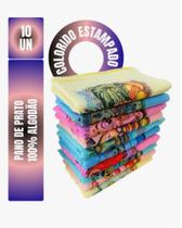 Kit C/ 10 Pano De Prato Colorido Estampado Neves 100% Algodão Kit C/ 10 Pano De Prato Colorido Estampado Neves 100% Algodão