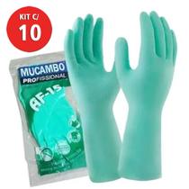 Kit C/ 10 Pares Luva Nitrílica Flocada AF15 31CM T10 Mucambo