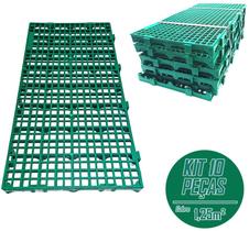 Kit c/ 10 Pçs - Pallet Estrado Plástico 2,5 x 25x50 Cm Verde