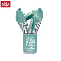 Kit C/10 Pçs Utensílios De Cozinha Em Silicone e Inox Taira