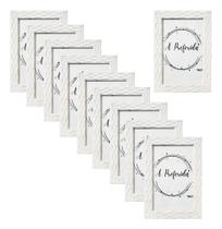 Kit c/10 Porta Retrato 10x15 Branco Moldura Detalhada c/ vidro