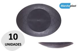Kit c/ 10 Pratos Oval Raso Plástico Churrasco Festas Petisco Aniversário