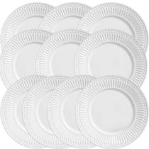 KIT C/10 Pratos Raso Roma 26cm Branco - Porto Brasil