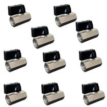 Kit C/10 Registro Válvula Esfera Mini 1/4'' Femea X Fêmea BSP - VEM BR 02