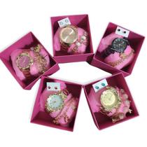 Kit C/10 Relógios Feminino+caixa+pulseira