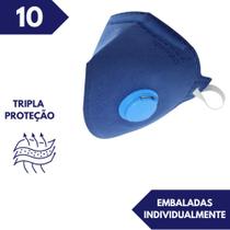 Kit c/ 10 respirador descartavel pff2(s) com valvula azul brpro br210 a ca 46501