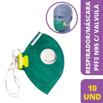 Kit C/ 10 Respirador/Mascara PFF3 N95 Verde C/ Valvula