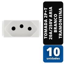 KIT C/ 10 Tomada 2P+T 20A/250V Aria Branco Tramontina