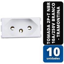 KIT C/ 10 Tomada 2P+T NBR 10A/250V Branco - TRAMONTINA KIT C/ 10 Tomada 2P+T NBR 10A/250V Branco - TRAMONTINA