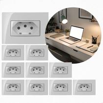 Kit C/ 10 Tomada embutir Para Móveis planejados mesa escritório 2p+t Branco - Margirius Kit C/ 10 Tomada embutir Para Móveis planejados mesa escritório 2p+t Branco - Margirius