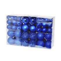 Kit C/100 Bolas de Natal Lisas/Foscas/Glitter - Azul - Fact