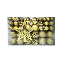 Kit C/100 Bolas de Natal Lisas/Foscas/Glitter - Dourado - Amarelo