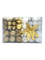 Kit C/100 Bolas de Natal Lisas/Foscas/Glitter - Dourado e Branco