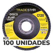 Kit C/ 100 Disco Flap Conico 4.1/2 X 7/8 Fds115-120fc Z120
