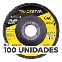 Kit C/ 100 Disco Flap Conico 4.1/2 X 7/8 Fds115-40fc Z40 Kit C/ 100 Disco Flap Conico 4.1/2 X 7/8 Fds115-40fc Z40
