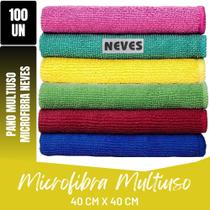Kit C/ 100 - Pano De Microfibra - 40 X 40cm - Neves - Pia - Multiuso - Limpeza Geral - Multicores Kit C/ 100 - Pano De Microfibra - 40 X 40cm - Neves - Pia - Multiuso - Limpeza Geral - Multicores
