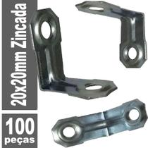 Kit C/ 100 Peças - Cantoneira Para Moveis 20x20mm Zincada
