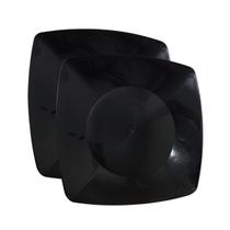 Kit C/100 Prato Quadrado Plastico P/ Refeições Lanches Preto Kit C/100 Prato Quadrado Plastico P/ Refeições Lanches Preto