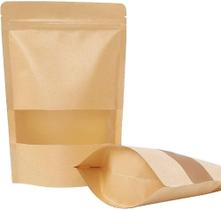 Kit C/ 100 Sacos Stand Up Pouch Kraft Zip Lock Visor 10x15cm - Coisaria