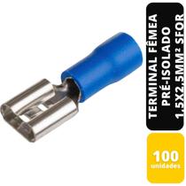 Kit C/100 Terminal Fêmea Pré-Isolado Azul 1,5x2,5 mm² Sfor