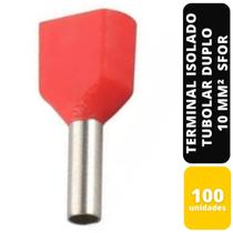 Kit C/100 TERMINAL ISOLADO TUBOLAR DUPLO VM 10MM² SFOR Kit C/100 TERMINAL ISOLADO TUBOLAR DUPLO VM 10MM² SFOR