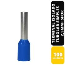 Kit c/100 terminal isolado tubolar simples az 2,5mm² sfor