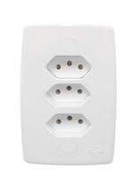 Kit c/ 10PC Conj Placa 4x2 3 Tomadas 2p+t 10a 250v Monobloc Safira Ilumi