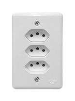 Kit c/ 10PC Conj Placa 4x2 3 Tomadas 2p+t 20a 250v Monobloco - Stylus Kit c/ 10PC Conj Placa 4x2 3 Tomadas 2p+t 20a 250v Monobloco - Stylus