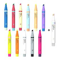 Kit c/ 11 Cores + 1 Blender Marca Texto Be Bold Perfumado Newpen