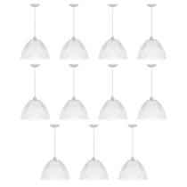 Kit c/11 lustre pendente industrial galpão prismatico branco