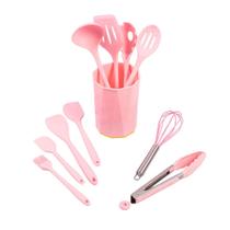 Kit C/11 Utensílios De Cozinha Silicone Rosa Sofisticado