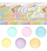 Kit c/ 12 50 Unid Pratinho Prato Descartavel Plastico Candy