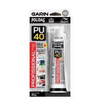 KIT C/ 12 ADESIVO SILICONE SELANTE PU 40 POLIDAG PRETO 80g - Garin
