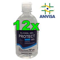 KIT C/12 Álcool Em Gel 70% Higienizador C/ Carbopol- 500ml - PROTECT
