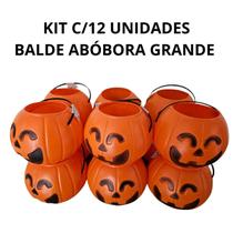 kit c/12 Balde Abóbora 16X13 Decoração Halloween caldeirão