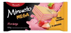 Kit c/ 12 Biscoito Wafer Recheio Morango Minueto Mega 105g