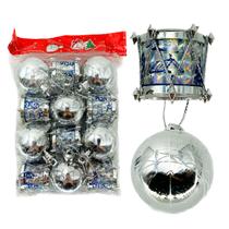 Kit C/12 Bolas De Natal Tambor Decoração Natalina Prata Kit C/12 Bolas De Natal Tambor Decoração Natalina Prata